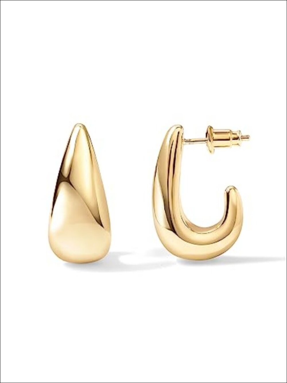 14K Gold Plated Dome Huggie Earrings Statement Hoops